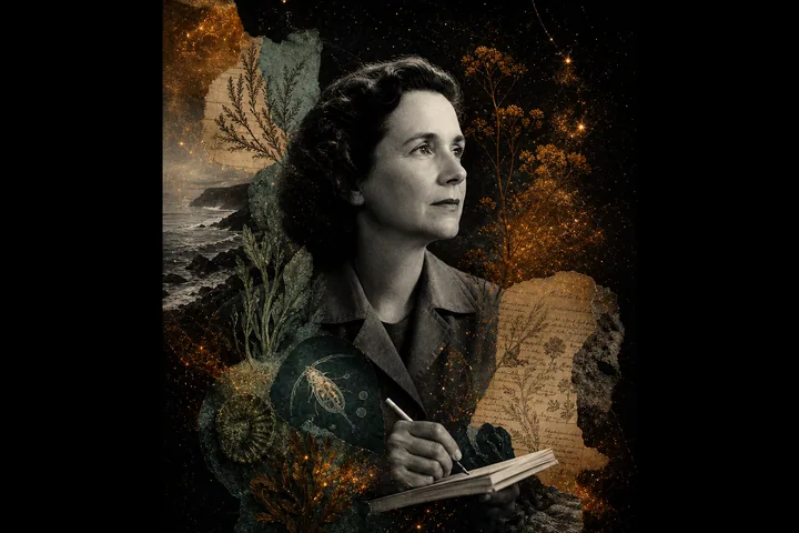 Editorial collage for Rachel Carson