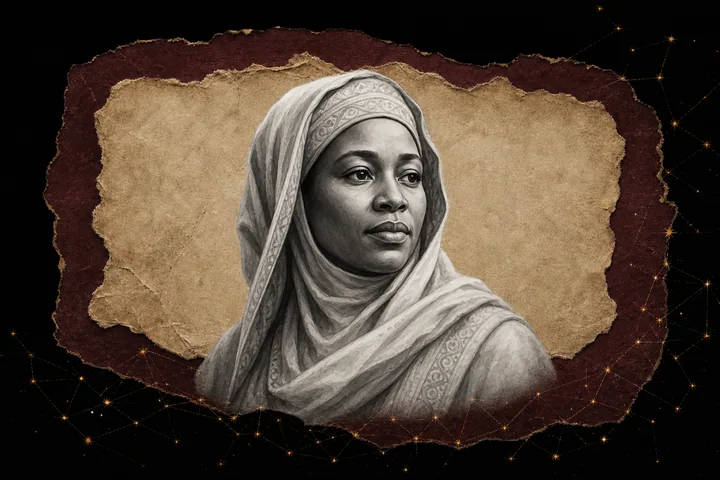 Editorial collage for Nana Asma’u